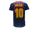 Camiseta de Fútbol Lionel Leo Messi 10 Barcelona Barça Home Temporada 2018-2019 Replica Oficial con Licencia - Todos Los Tamaños NIÑO y Adulto (L Large)
