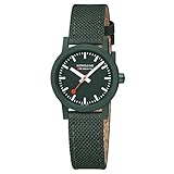 Mondaine Essence Watch | 32 mm/textil reciclado verde parque con costuras y forro de corcho