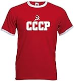 Ruso Rusia Unión Soviética CCCP Estilo Retro Rojo Fútbol Camiseta - Todas Las Tallas - Rojo / Blanco, XXG