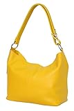AMBRA Moda Hobo bag GL005 - Bolso de mujer de cuero, bolso de mano y bandolera, color Amarillo, talla Medium