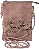 styleBREAKER minibolso de bandolera con motivo recortado en zigzag y remaches, bolso de hombro, bolso, de señora 02012211, color:Rosa palo